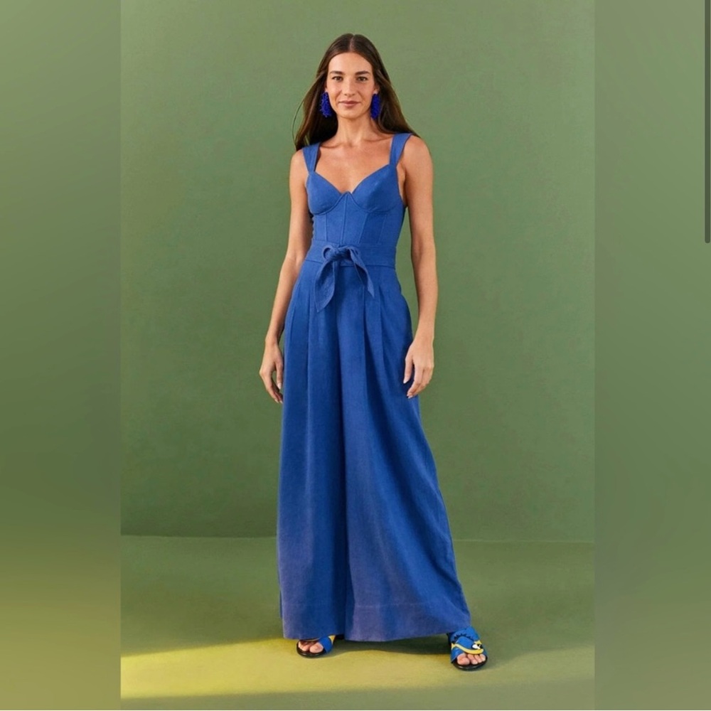 Farm Rio Dark Blue Wide Leg Jumpsuit - size M
